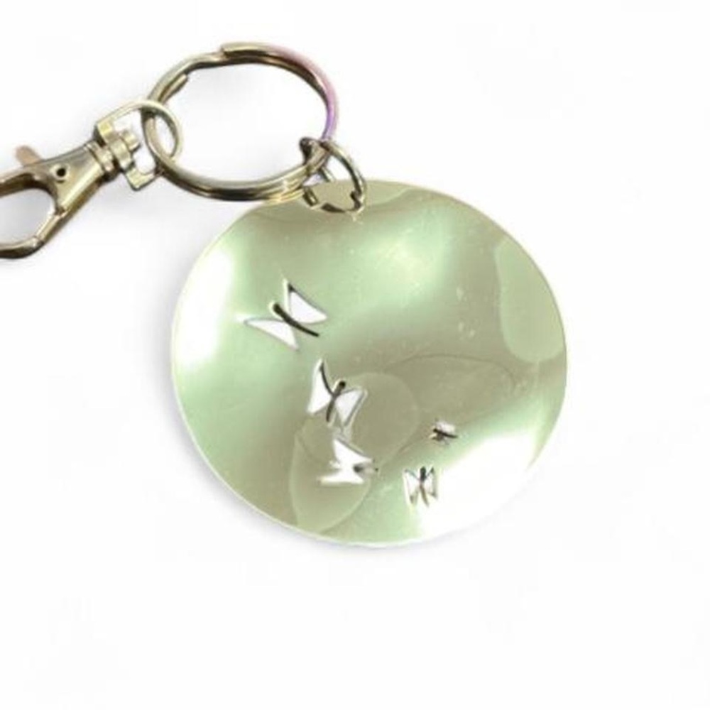 Gold Plated Butterfly Keychain with Clip - Picture 2 of 4